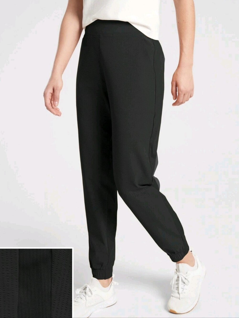 Athleta Textured Brooklyn Joggers Pull On Black Womens Size 10 Pockets Athletic